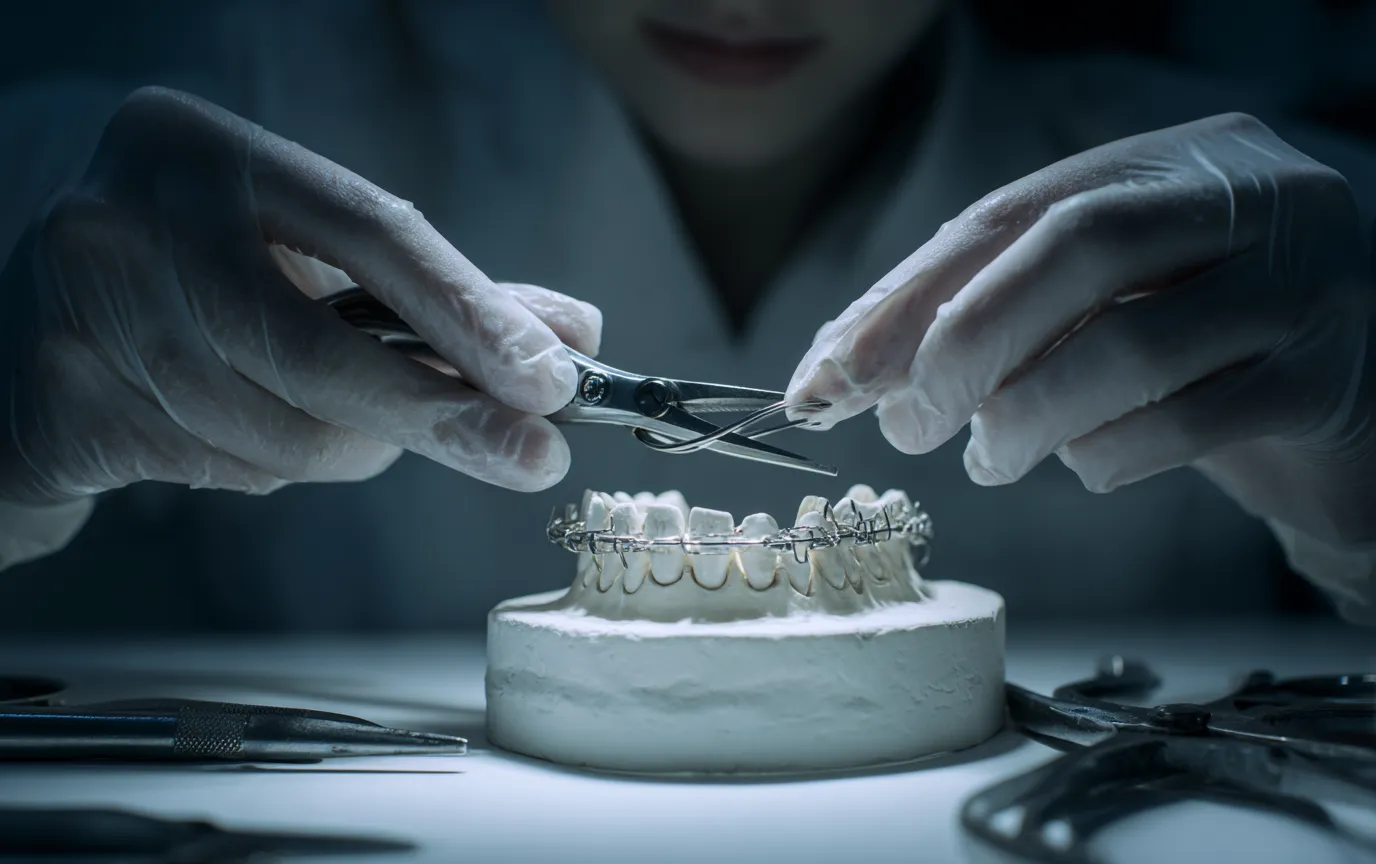 ابزار سیم‌پیچی و خم‌کاری توسط تکنسین ارتودنسی